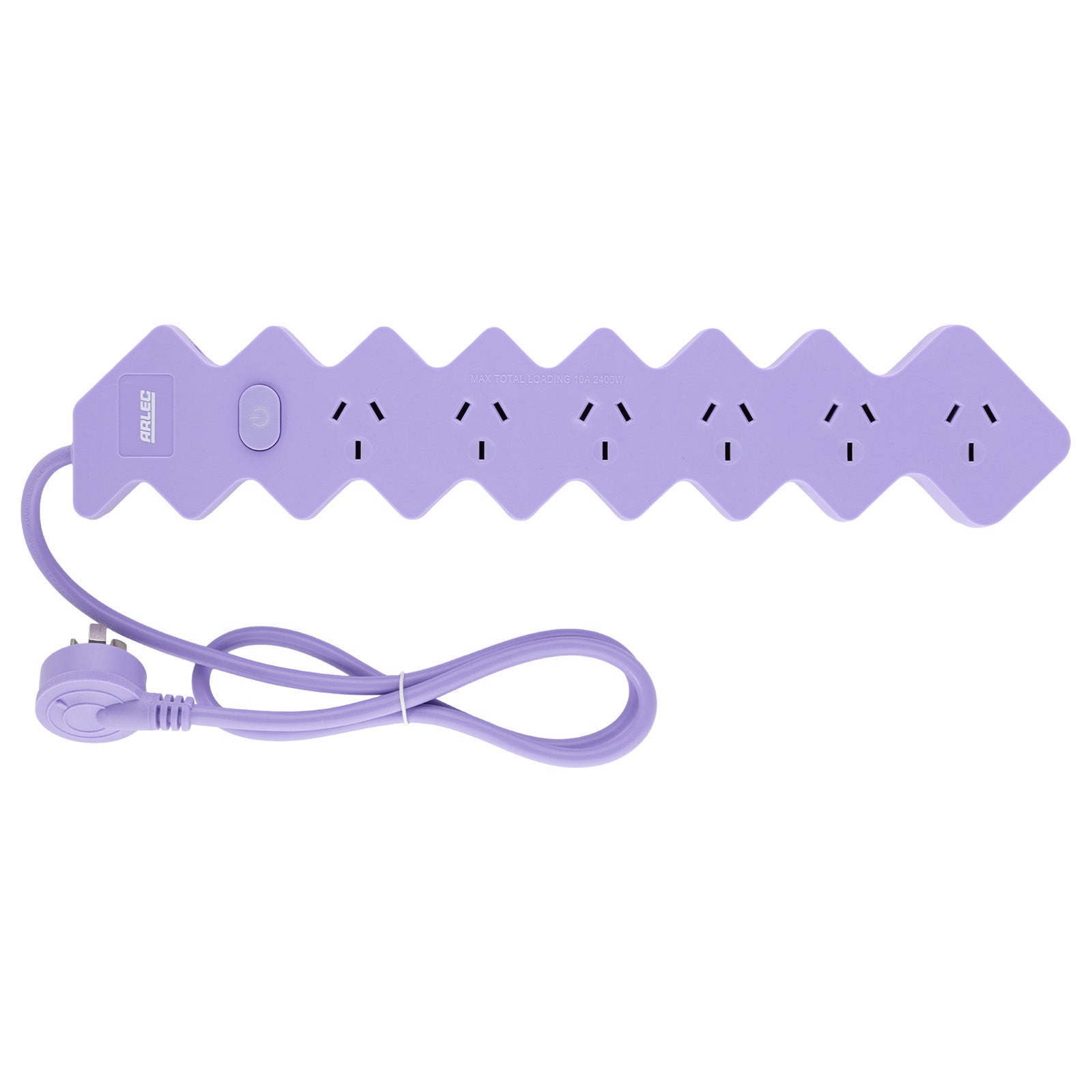 6 outlet lilac powerboard – colored extension board with six outlets