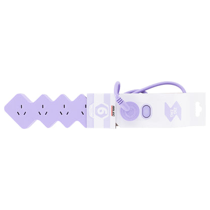 6 outlet lilac powerboard – colored extension board with six outlets