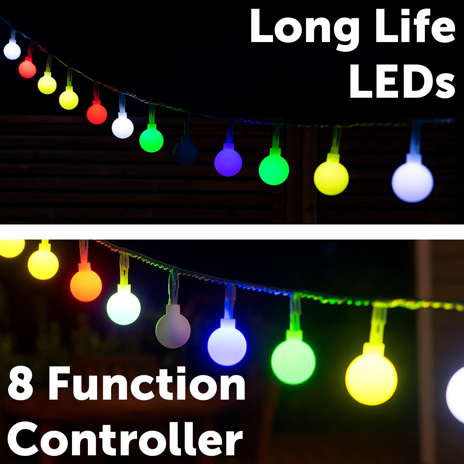 Arlec 160 LED RGB smart ball lights – Wi-Fi app-controlled decorative string lighting