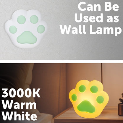 Arlec mint green cat paw LED night light with rechargeable battery for bedrooms