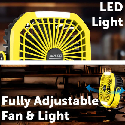 Arlec Rechargeable Fan and LED Clamp Light – Dual-Purpose Portable Cooling & Lighting