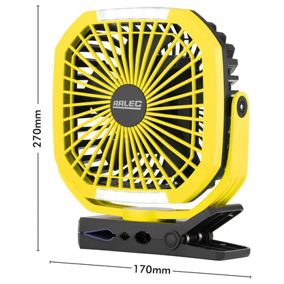 Arlec Rechargeable Fan and LED Clamp Light – Dual-Purpose Portable Cooling & Lighting