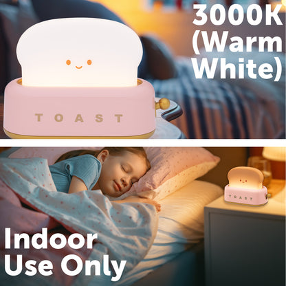 Arlec rechargeable pink toaster-shaped LED night light for fun room decor
