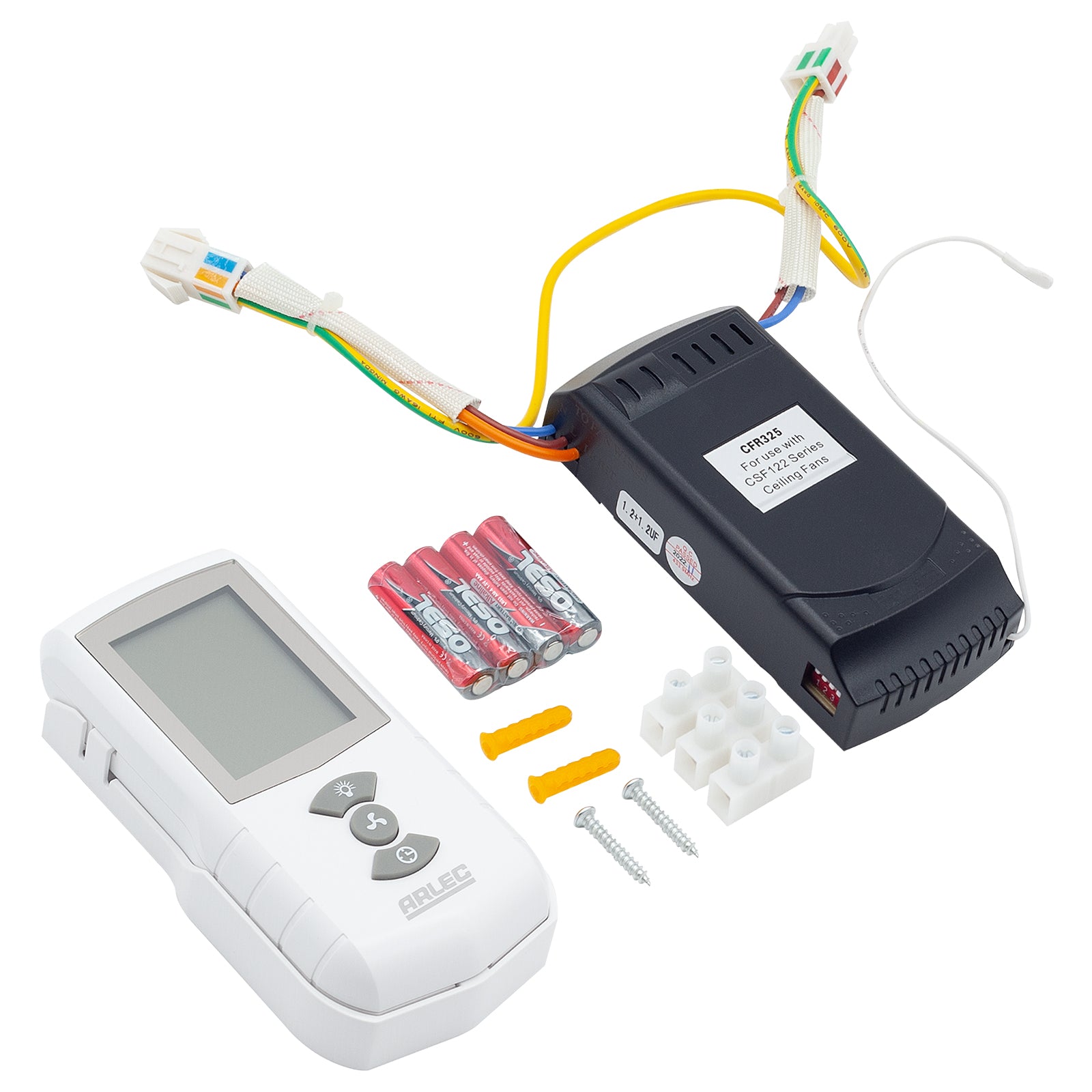 arlec remote control fan kit – universal remote for ceiling fans; fan and light control unit; easy-to-use lcd fan controller