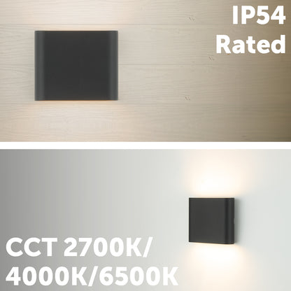 Arlec Small Doppia LED CCT Slim Line Wall Light - exterior wall light, energy efficient LED, CCT selectable light