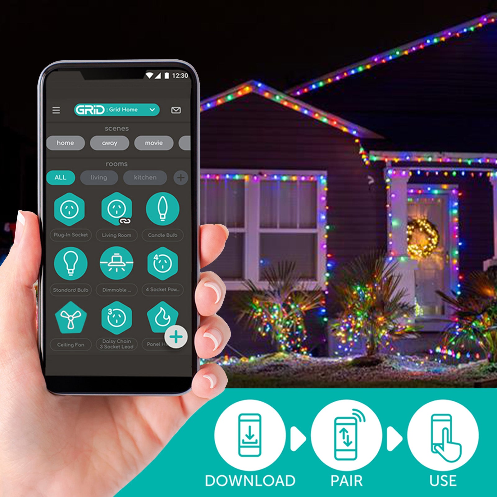 Arlec 800 LED smart bud lights – app-controlled multicolour string lighting for indoor outdoor use