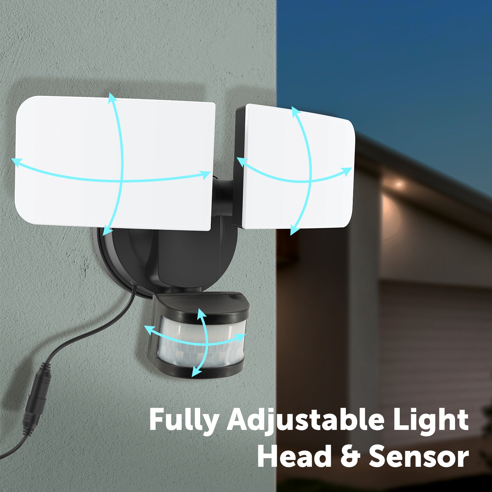 Arlec Solar Hybrid Powered Ketupa Twin Head Security Sensor Floodlight - solar powered light, motion sensor light, outdoor security light