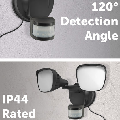 Arlec Solar Hybrid Powered SURNIA Twin Head Security Sensor Floodlight - solar powered light, motion sensor light, outdoor security light