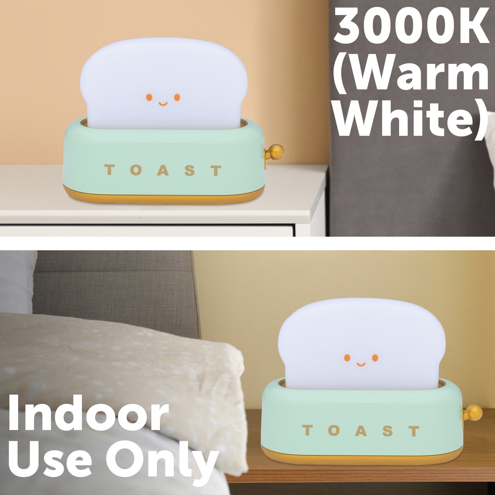 Arlec rechargeable toaster-shaped LED night light with soft ambient glow