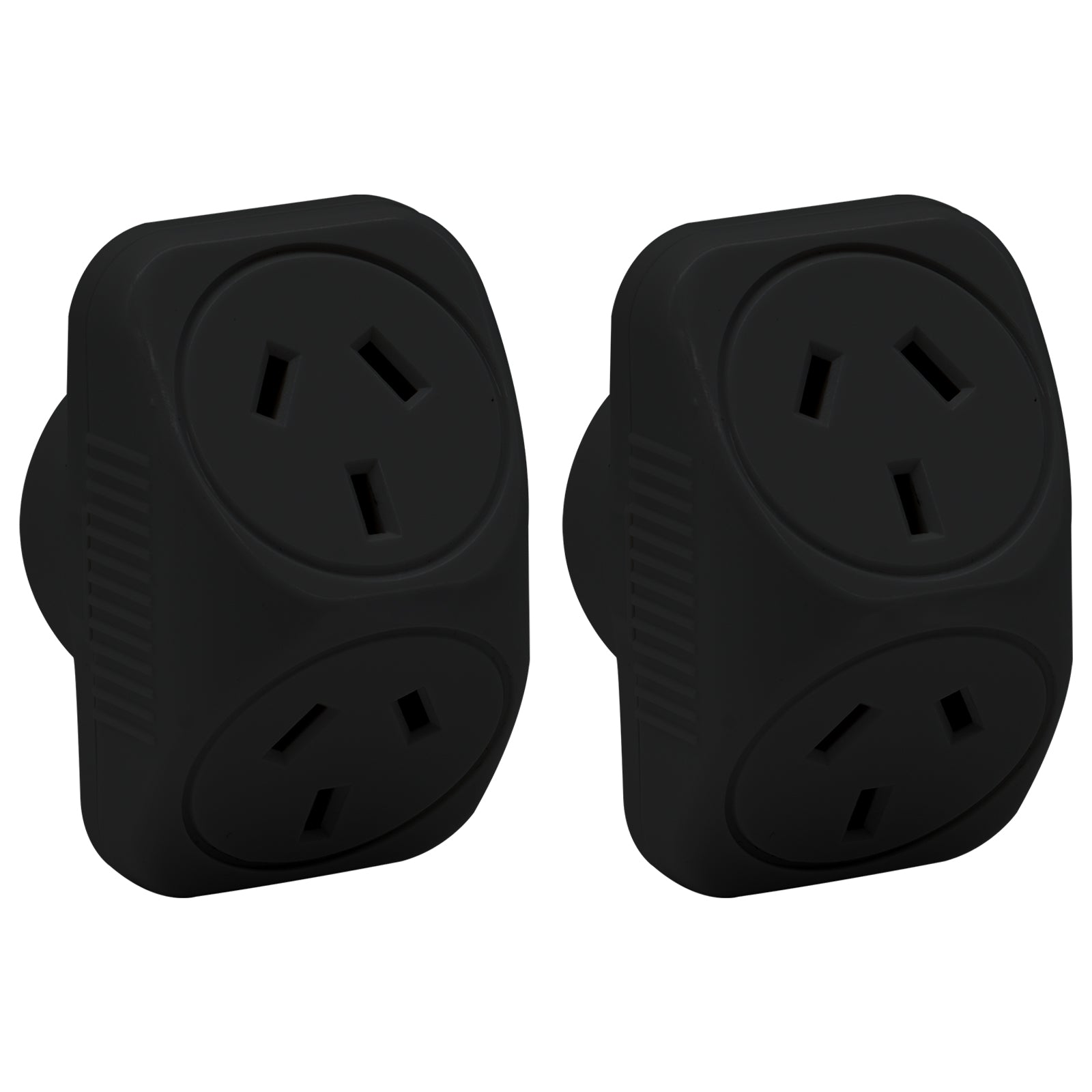 Arlec Black Triangular Double Adaptor -2 Pack