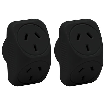 Arlec Black Triangular Double Adaptor -2 Pack