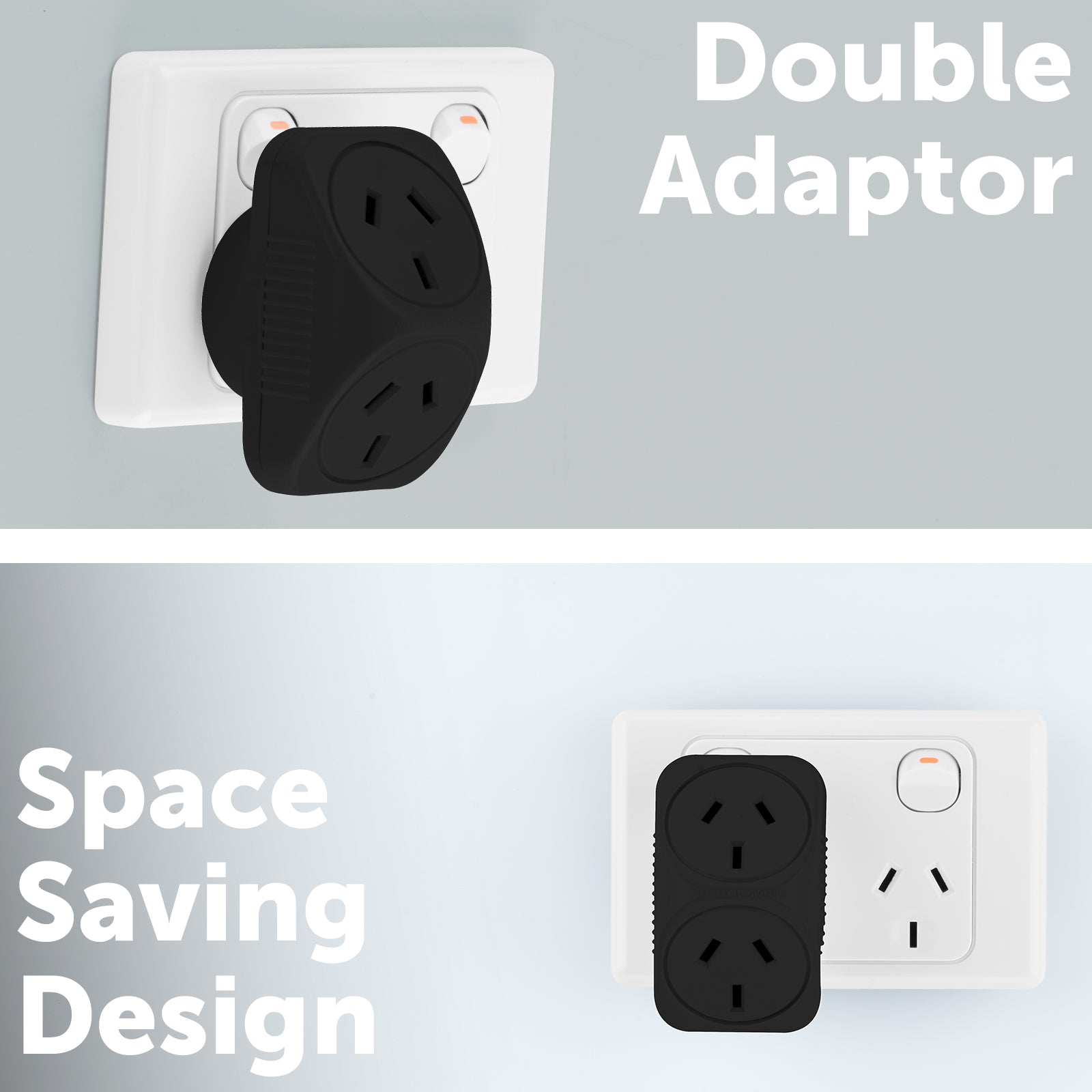Triangular double wall adaptor for 2 devices – Arlec twin pack