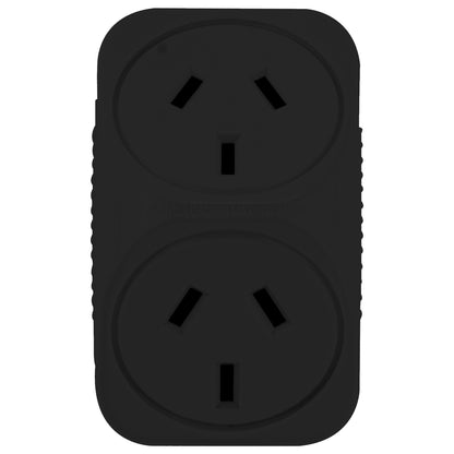 Arlec Black Triangular Double Adaptor -2 Pack