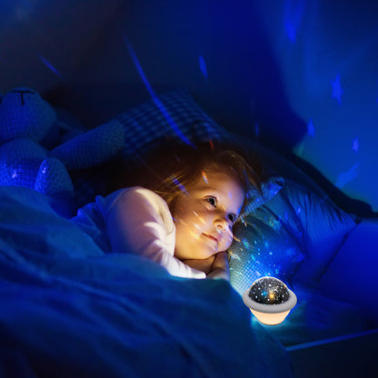 Arlec UFO LED night projector with colour-changing stars and moon for children’s room