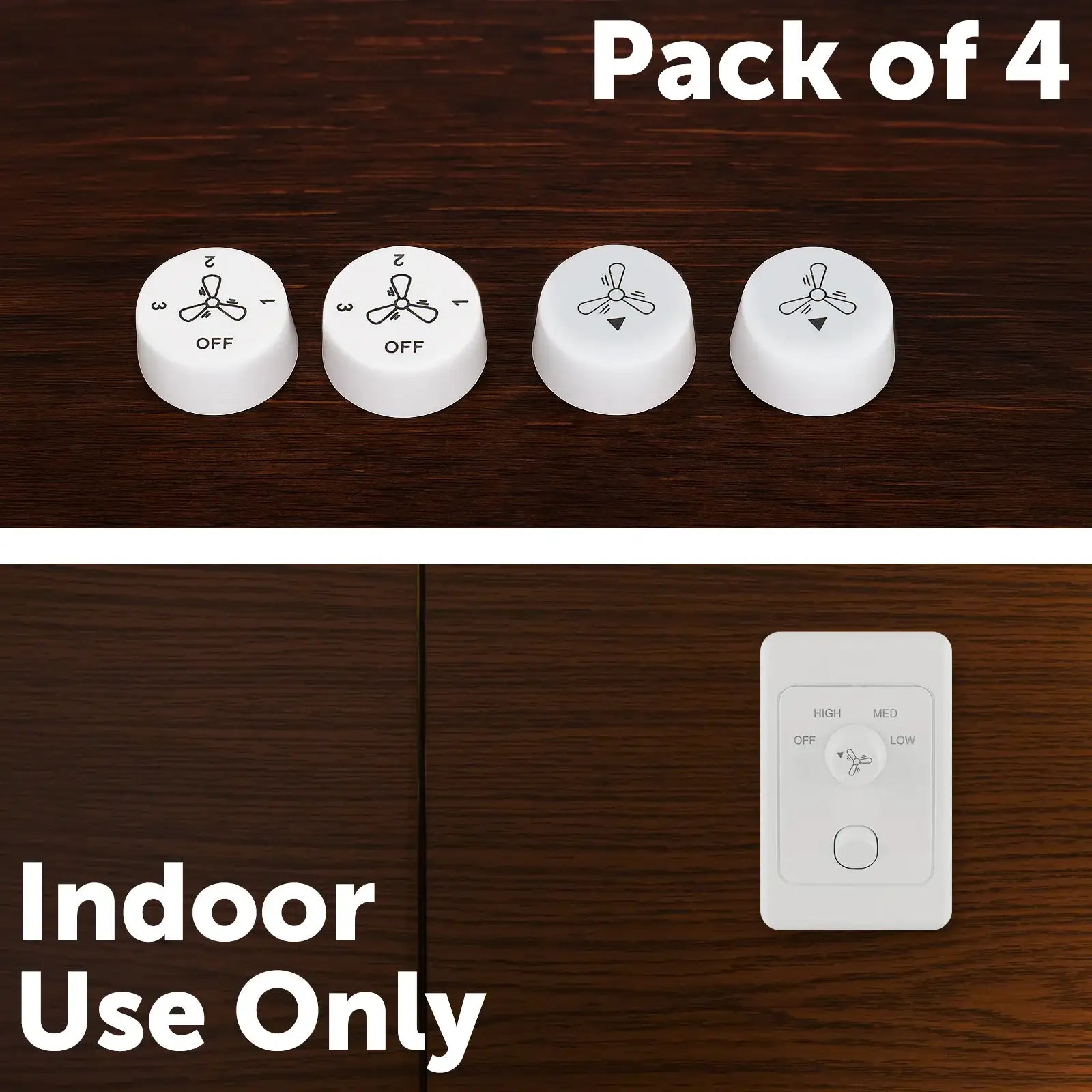Arlec White Wall Fan Controller Knob Replacement - 4 Pack