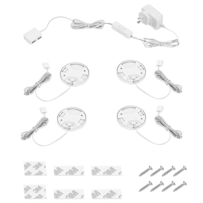 Arlec 4 pack LED puck lights, warm white under cabinet lighting, plug-in DIY light kit