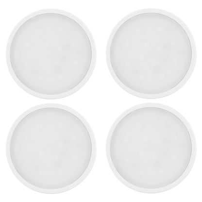 Arlec 4 pack LED puck lights, warm white under cabinet lighting, plug-in DIY light kit