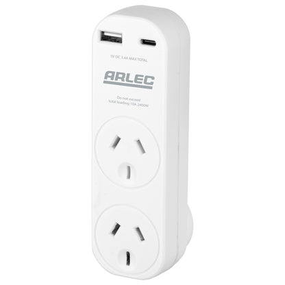 2 Outlet adaptor with x2 USB 2.4A – compact USB adaptor for home and office