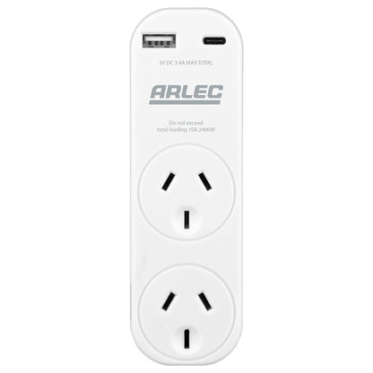2 Outlet adaptor with x2 USB 2.4A – compact USB adaptor for home and office