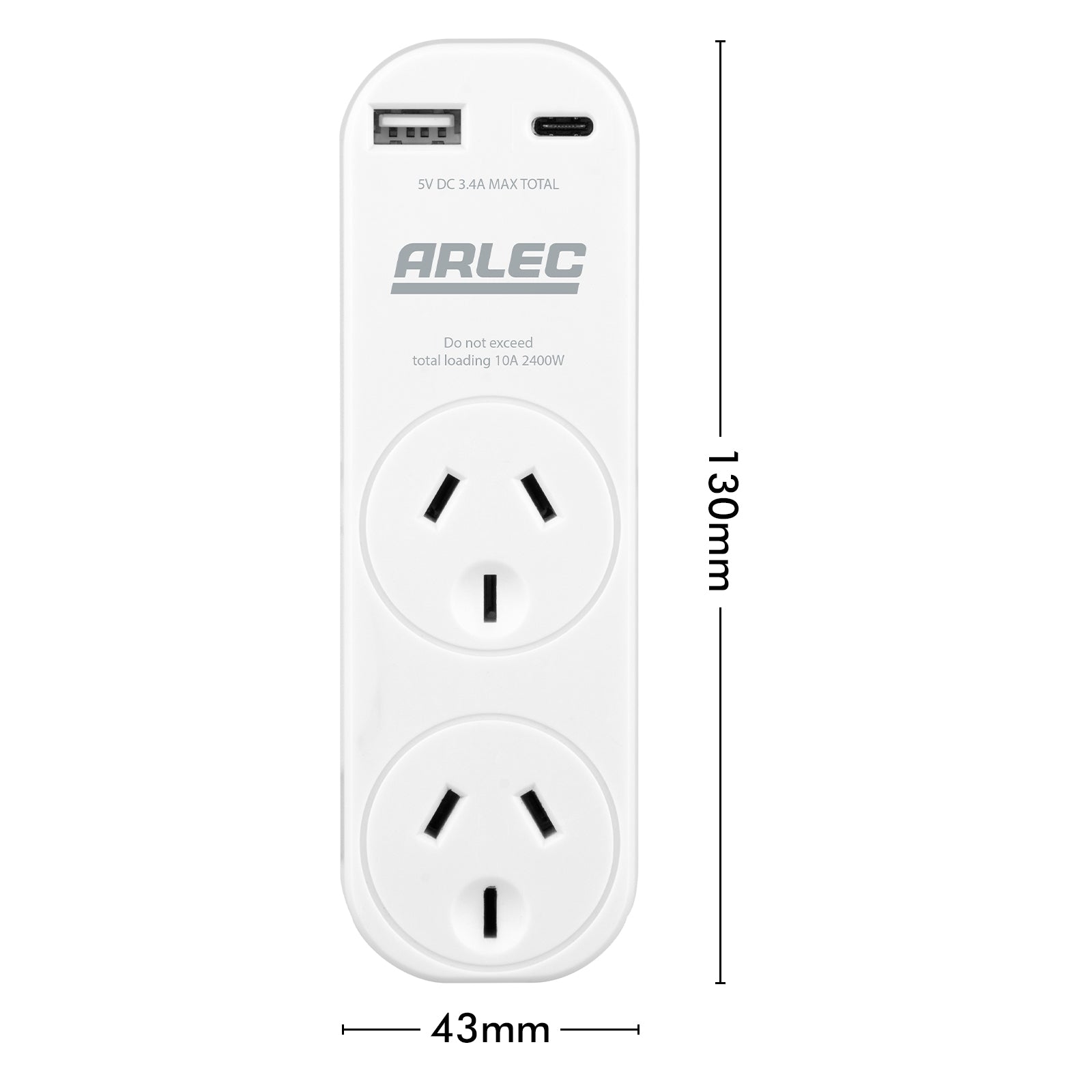 2 Outlet adaptor with x2 USB 2.4A – compact USB adaptor for home and office