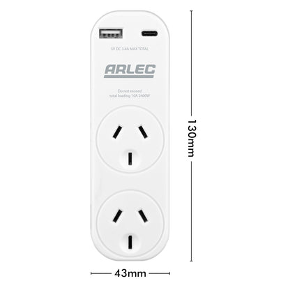 2 Outlet adaptor with x2 USB 2.4A – compact USB adaptor for home and office