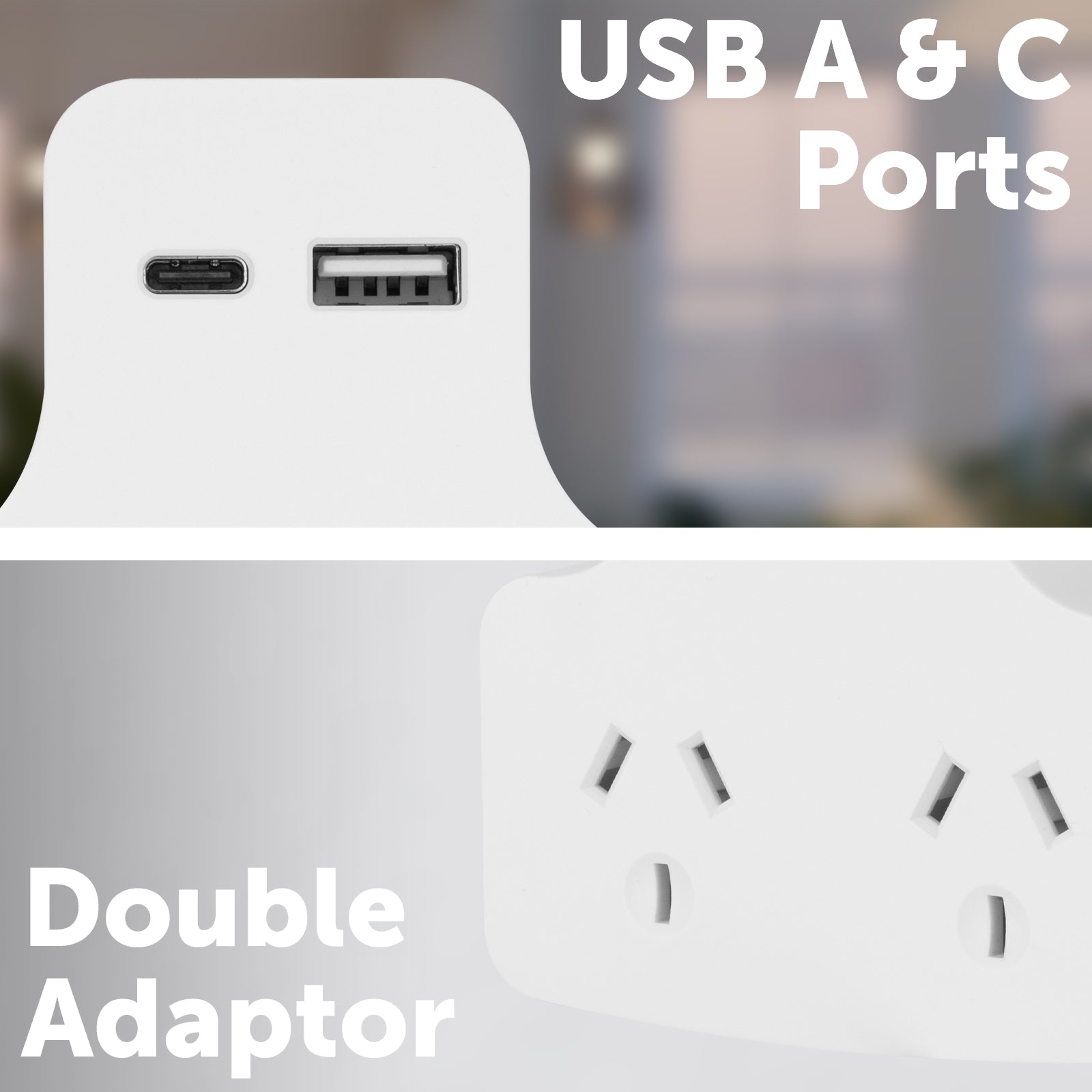 Double power adaptor with dual USB charger – Arlec 3.4A wall plug