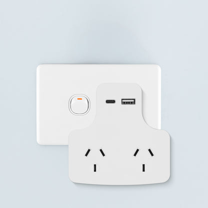Double power adaptor with dual USB charger – Arlec 3.4A wall plug