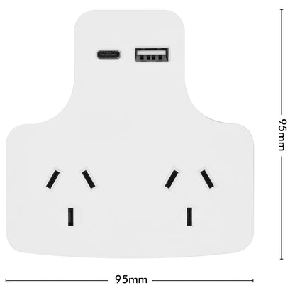 Double power adaptor with dual USB charger – Arlec 3.4A wall plug