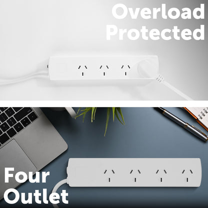 4 Outlet Powerboard – compact 4 outlet extension board