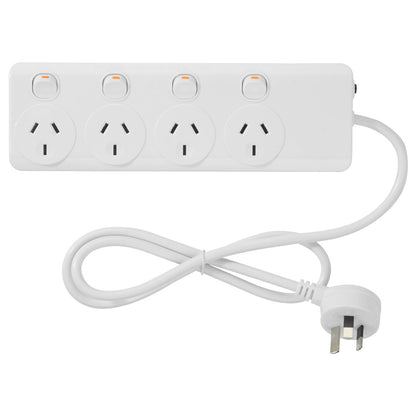 Individually Switch 4 Outlet Powerboard – 4 switch control surge protected extension board