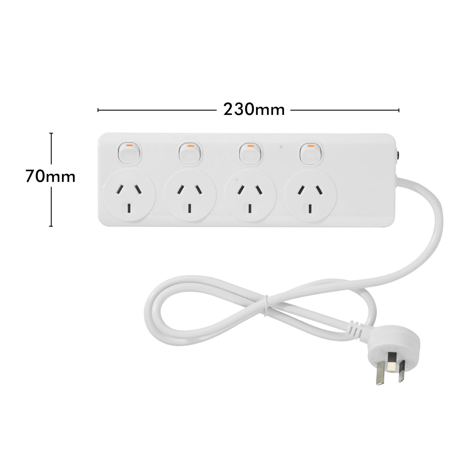 Individually Switch 4 Outlet Powerboard – 4 switch control surge protected extension board