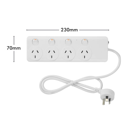 Individually Switch 4 Outlet Powerboard – 4 switch control surge protected extension board