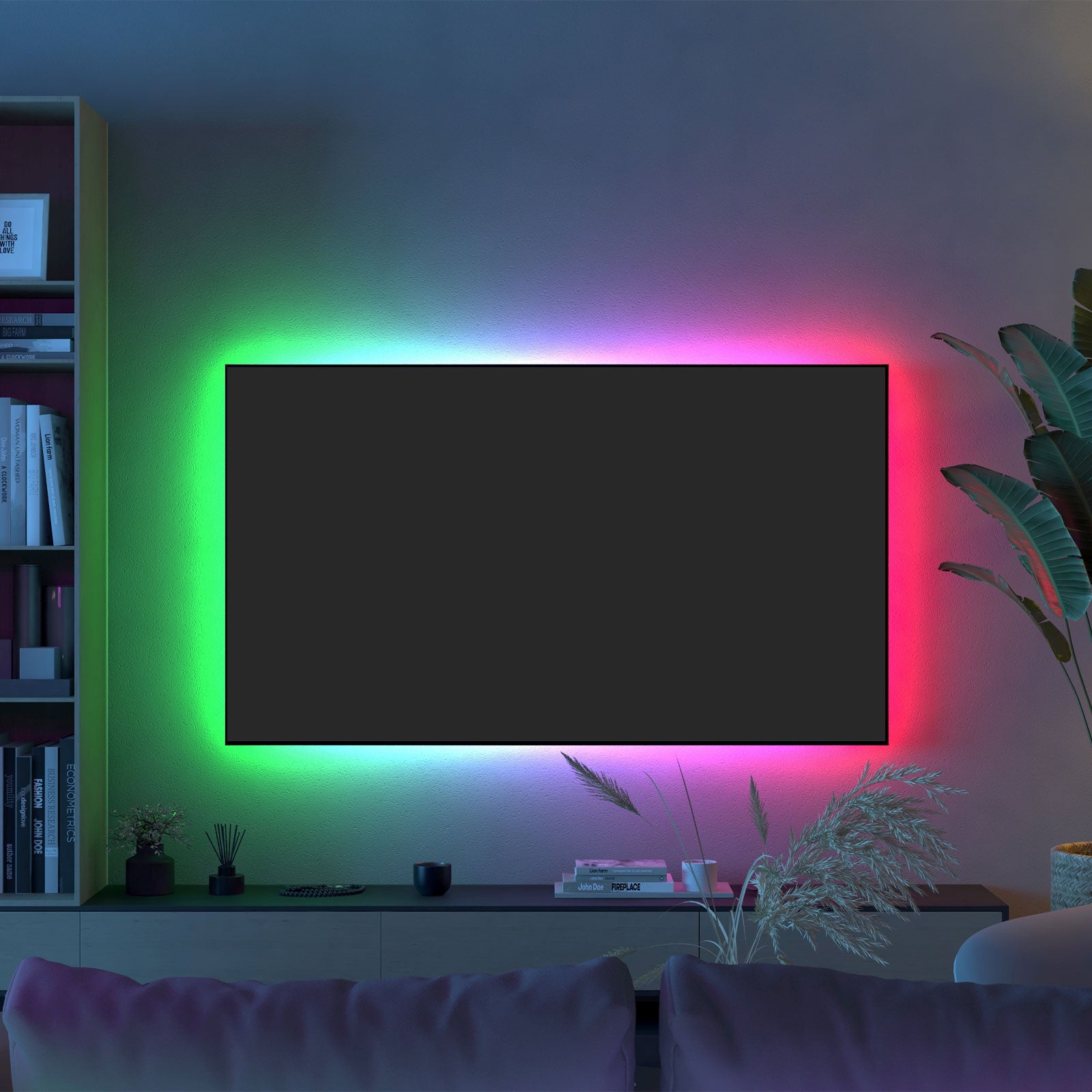 5m smart RGBW LED strip light with Wi-Fi control, adjustable brightness, and customizable lighting scenes