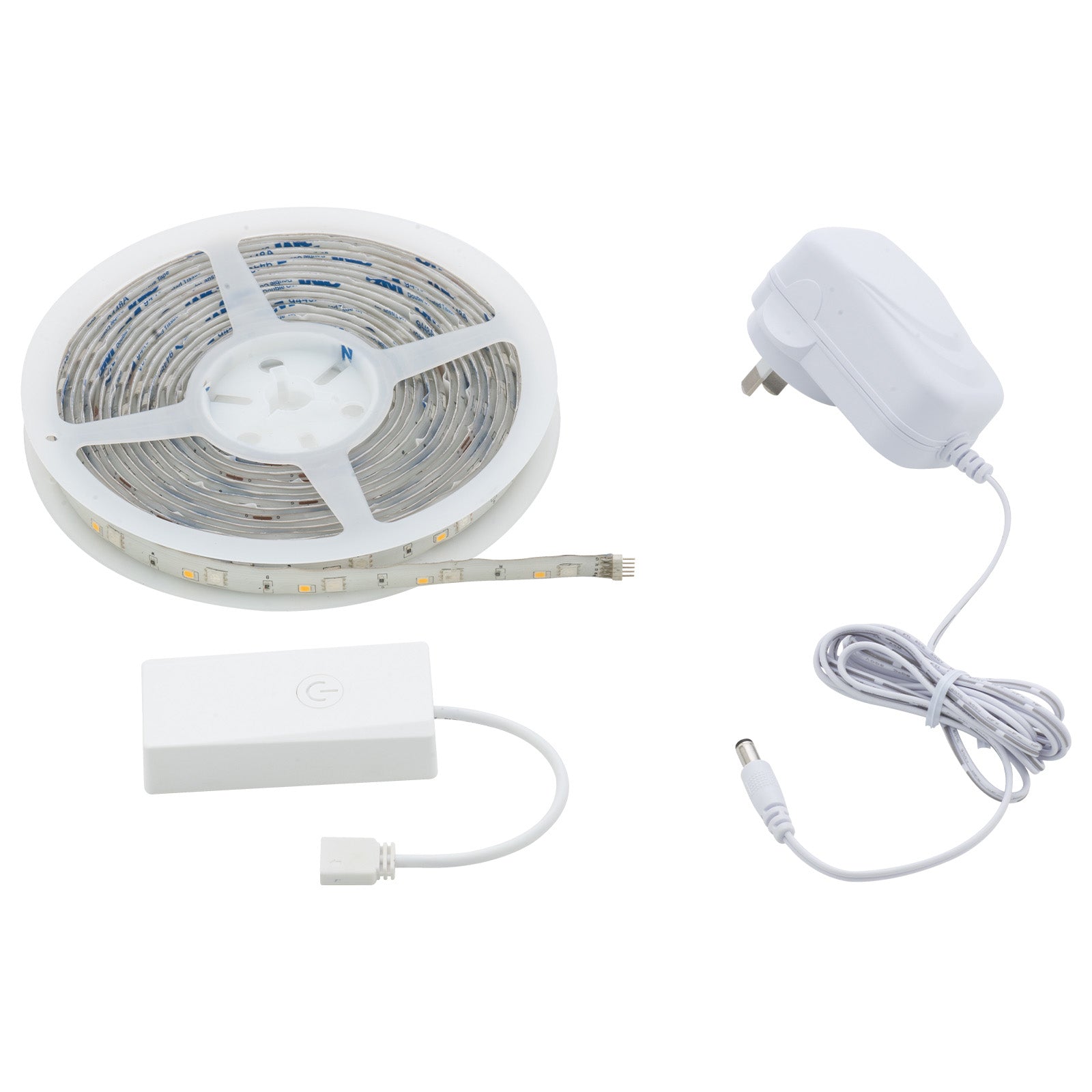 5m smart RGBW LED strip light with Wi-Fi control, adjustable brightness, and customizable lighting scenes