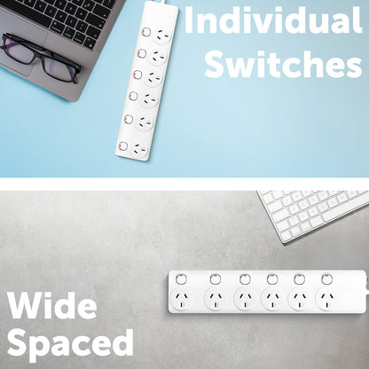 6 outlet 6 switch power board – switch-controlled powerboard for multiple devices