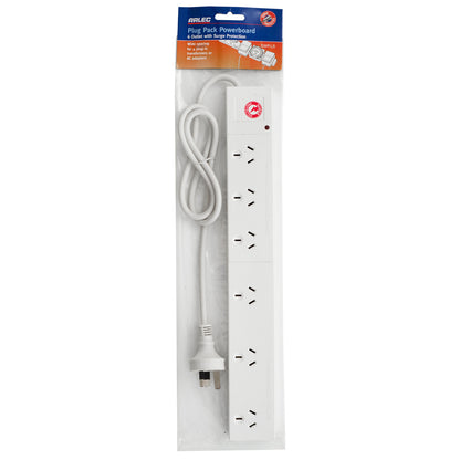 6 outlet surge protected power board wide spaced (right angle plug) – wide spaced right angle extension board