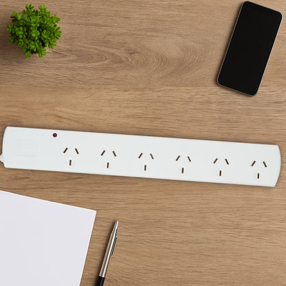 6 outlet surge protected power board (right angle plug) – right-angle power extension board with surge safety
