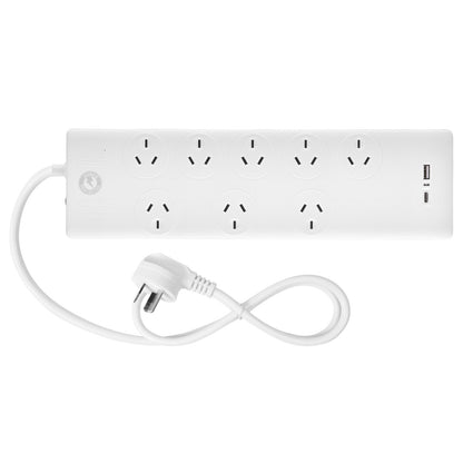 8 outlet entertainment power board with dual USBs A & C – USB charging powerboard for media devices