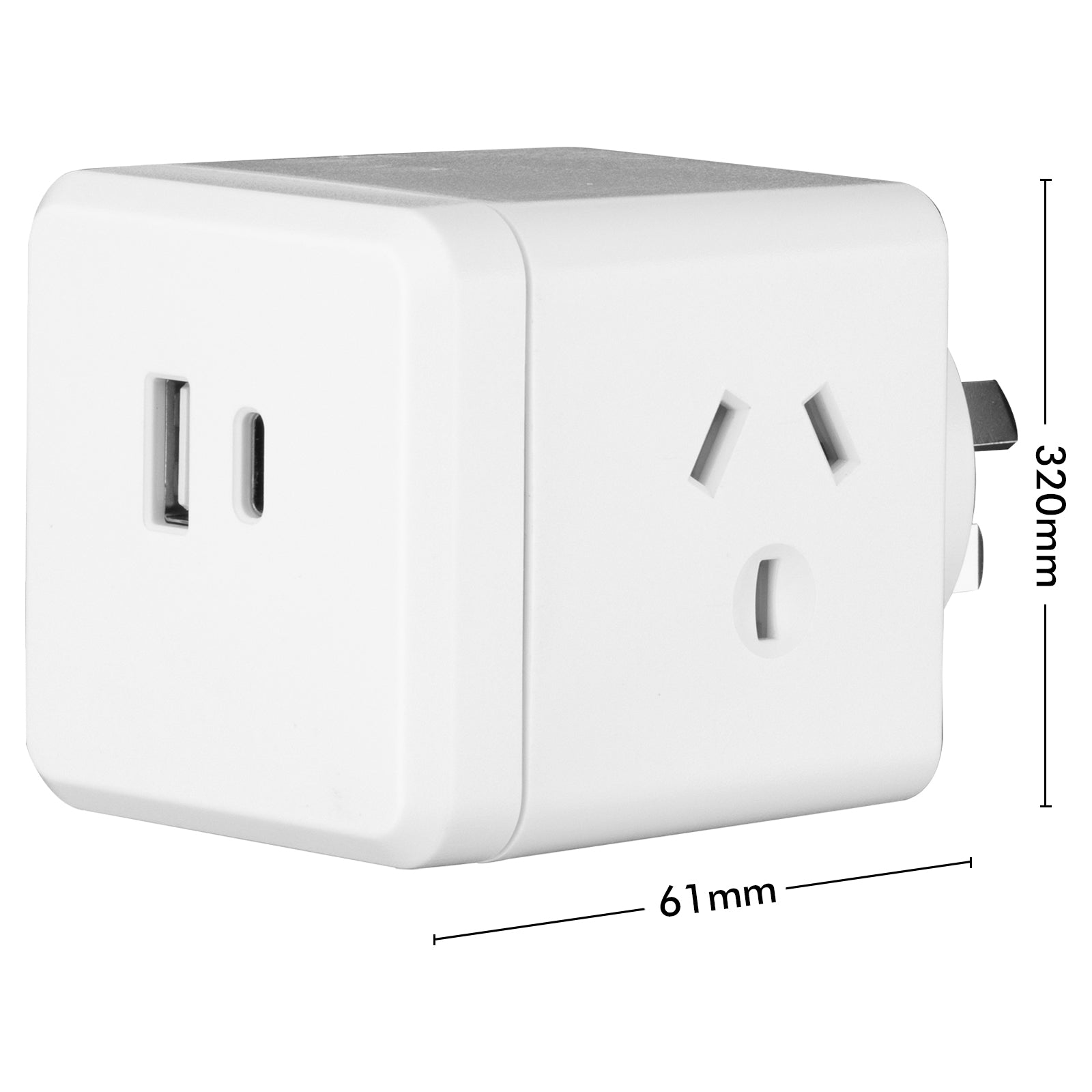 Power cube double adaptor with USB A & C ports – Arlec 3.4A charger