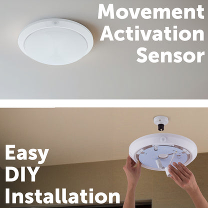 Arlec White DIY LED Oyster Sensor Light - motion sensor light, energy efficient LED, easy DIY installation