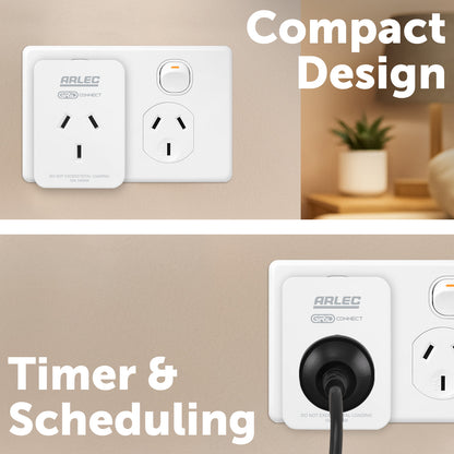 Arlec smart Wi-Fi plug with power monitoring, white Grid Connect socket, energy efficient smart plug