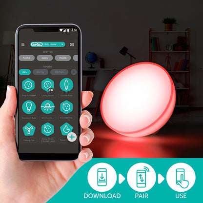 Arlec RGB smart hemisphere lamp with CCT, portable mood lighting, Grid Connect compatible