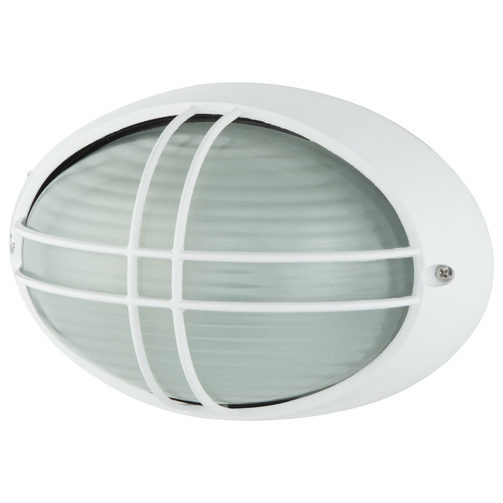 Arlec White Large Kent Oval Bunker Light - bunker wall light