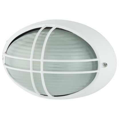 Arlec White Large Kent Oval Bunker Light - bunker wall light