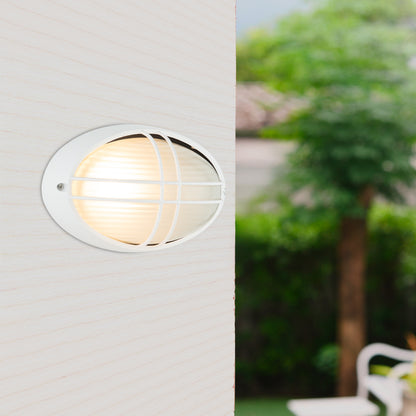 Arlec White Large Kent Oval Bunker Light - bunker wall light