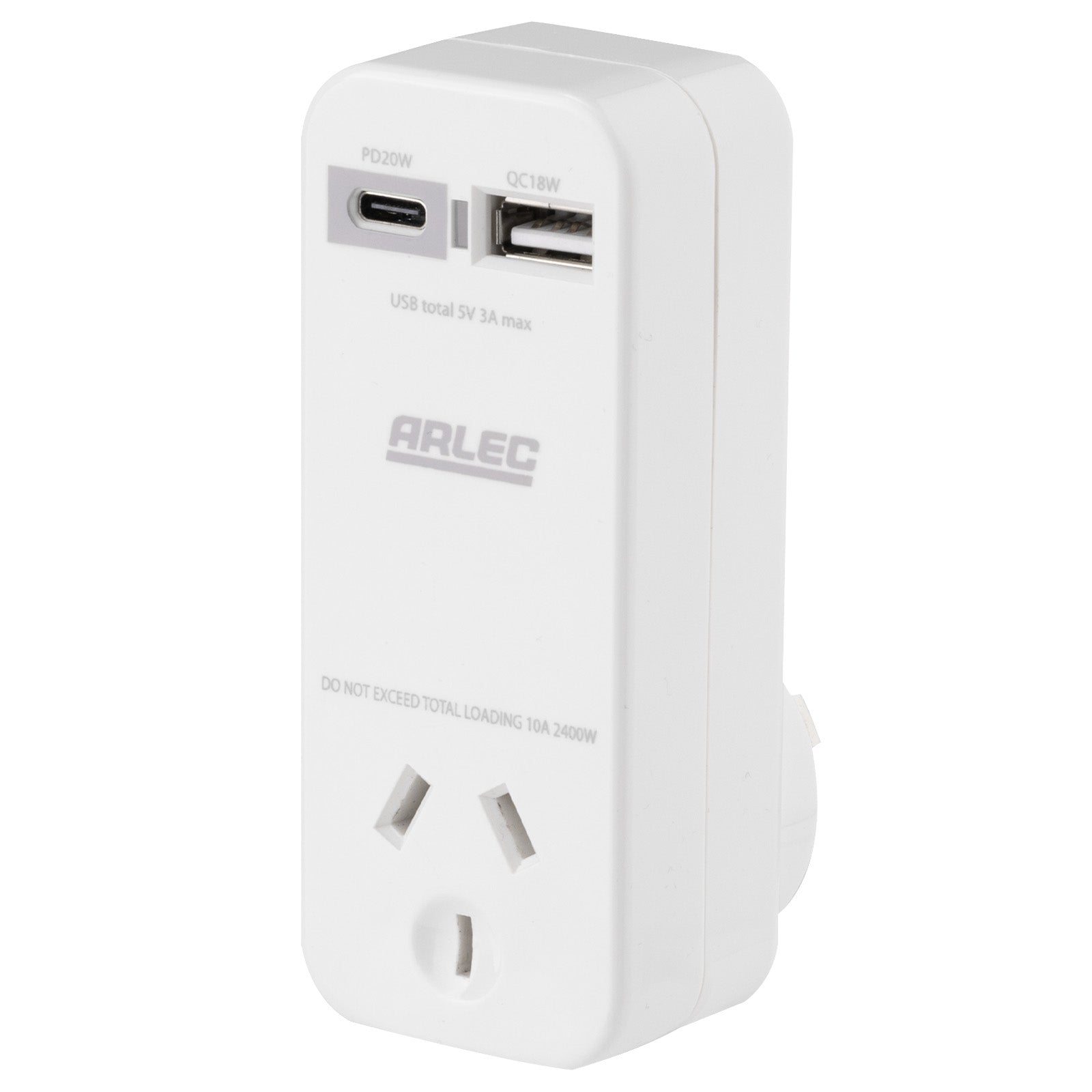 USB PD20W fast charging wall adaptor with A & C ports – Arlec compact design