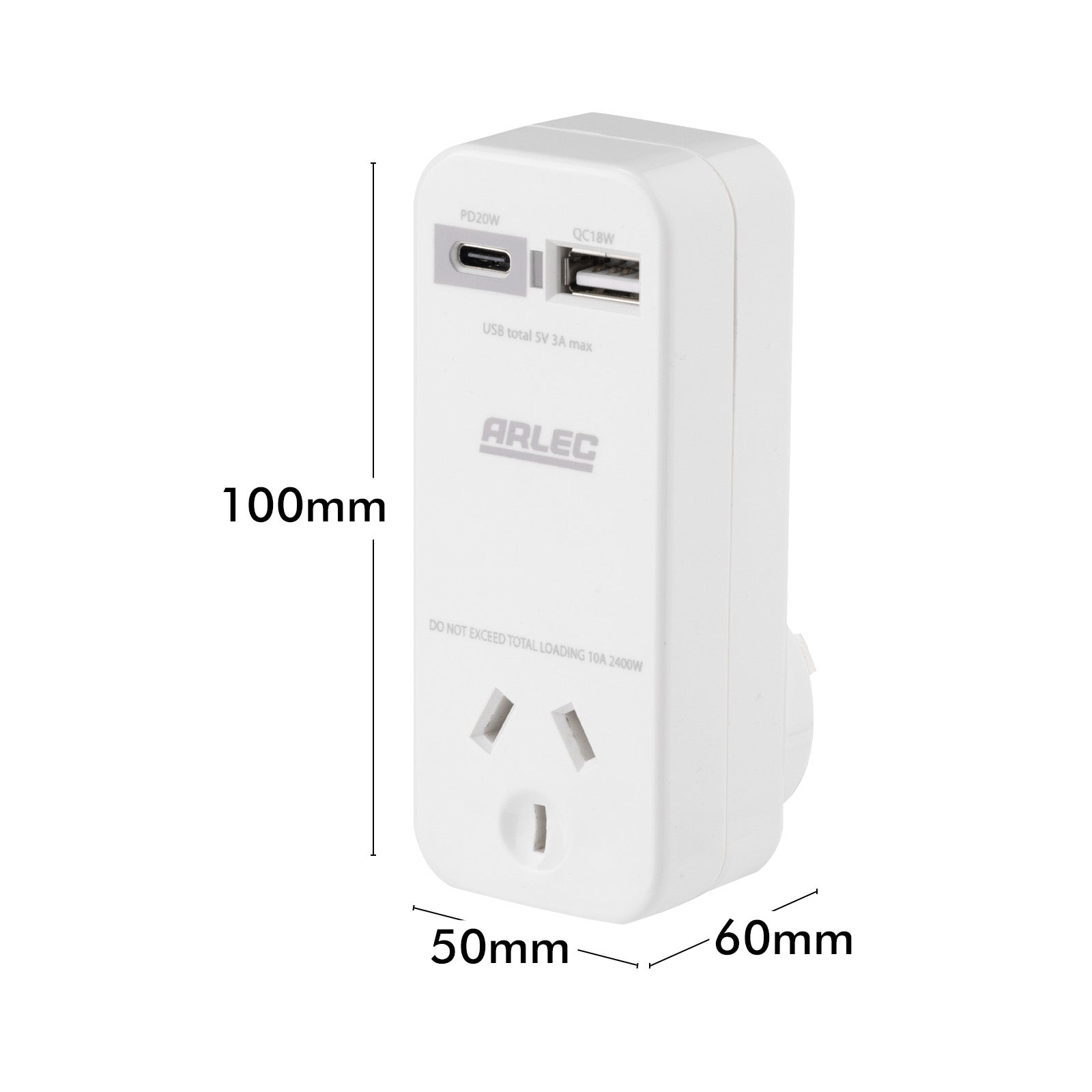 USB PD20W fast charging wall adaptor with A & C ports – Arlec compact design