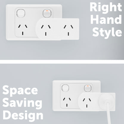 Right angle wall adaptor for tight spaces – Arlec side mount plug