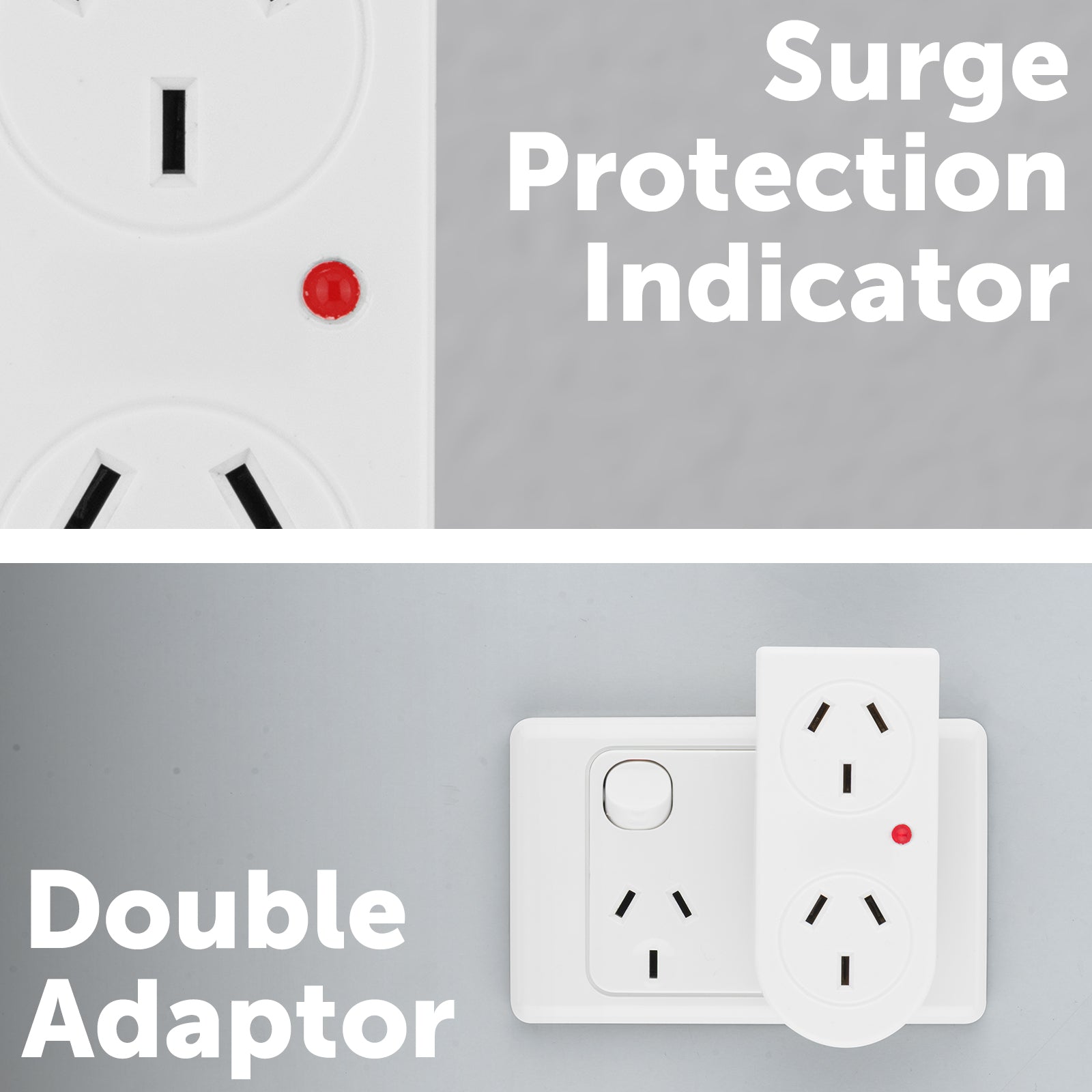 Surge protected double adaptor for electronic devices – Arlec power plug