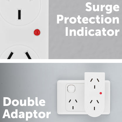 Surge protected double adaptor for electronic devices – Arlec power plug